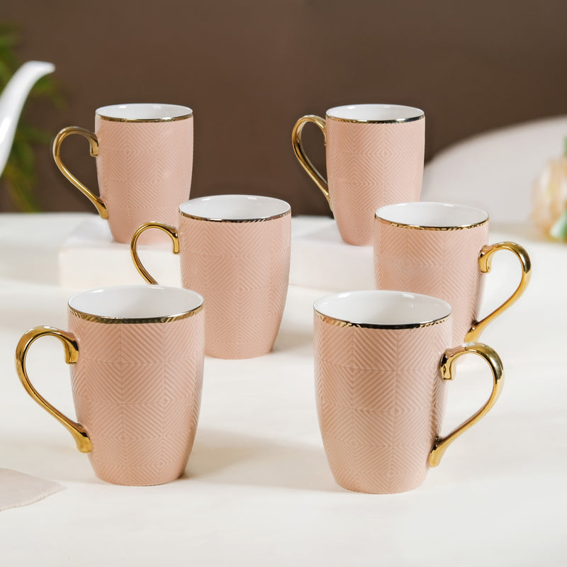Design Mug For Coffee Set of 6 Beige 330ml - Coffee mugs, coffee mug set, tea mugs, ceramic coffee mugs