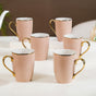 Triangle Design Mug For Coffee Set of 6 Beige 330ml