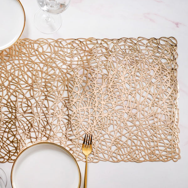 Laser Cut Style Table Runner Gold 90x35cm