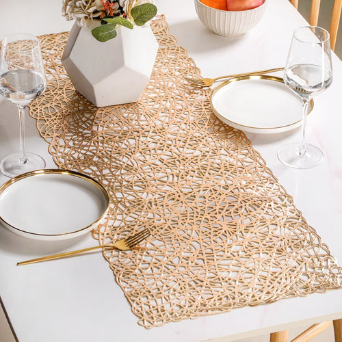 Golden Leaf Laser Cut Style Table Runner
