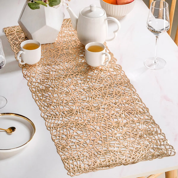 Laser Cut Style Table Runner Gold 90x35cm