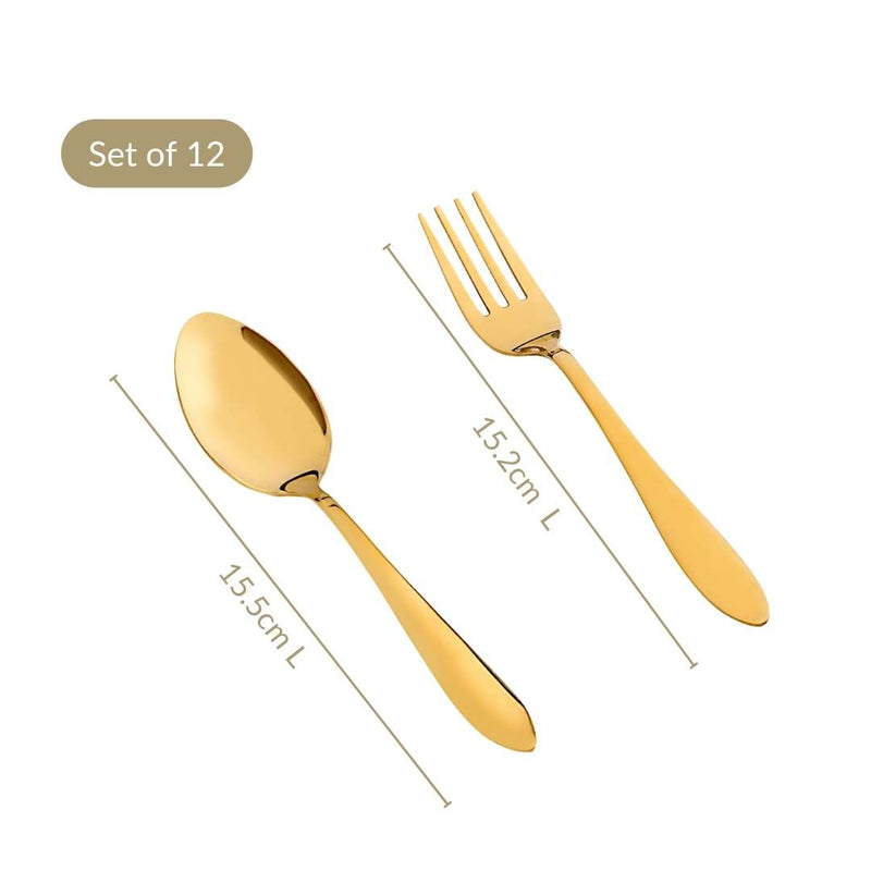 Gold PVD Coated Cutlery Set Of 12