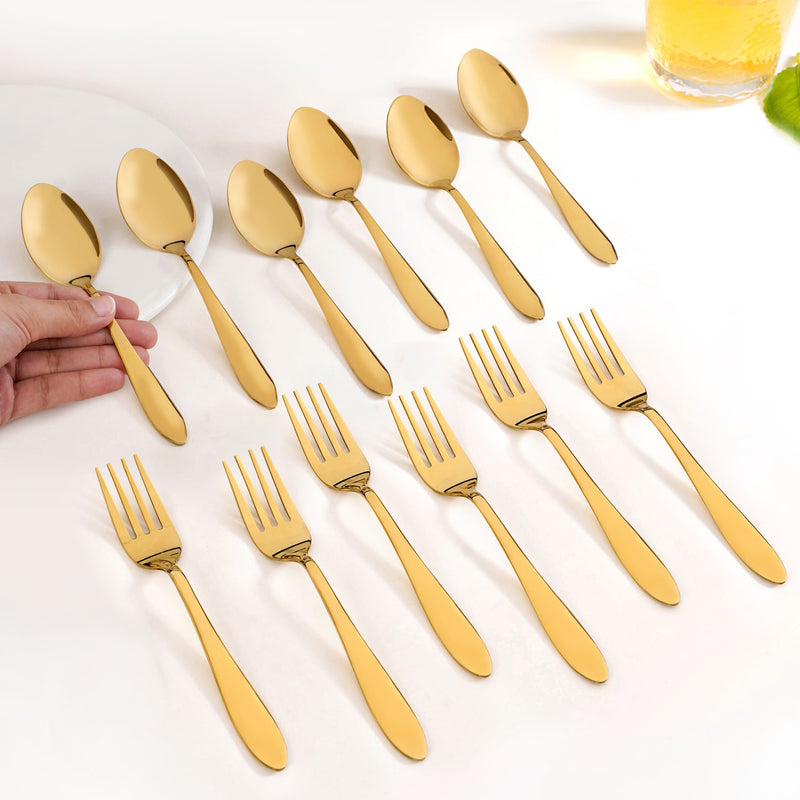 Gold PVD Coated Cutlery Set Of 12