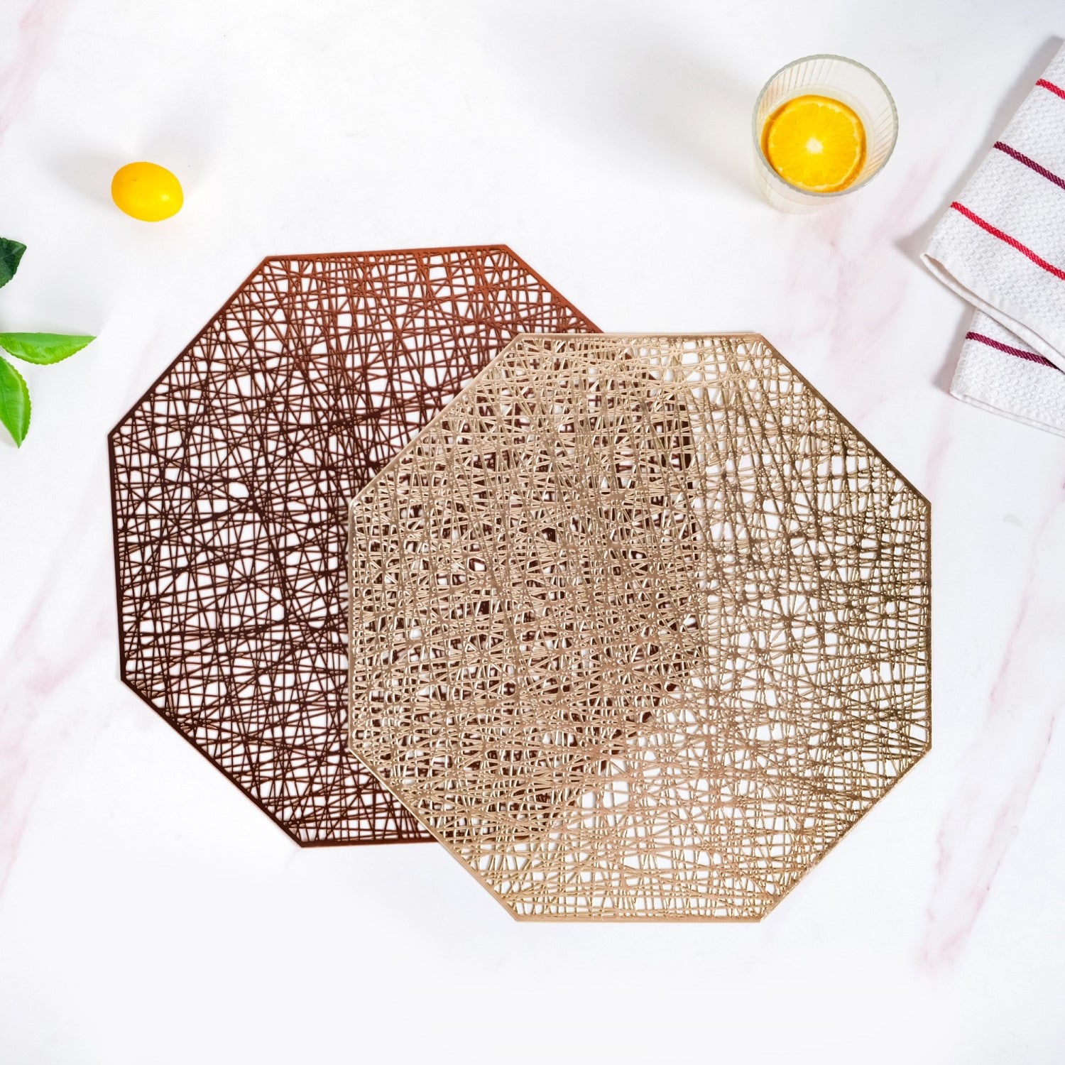 Golden Table Mat Set Of 6 Online - Premium Table Mat | Nestasia