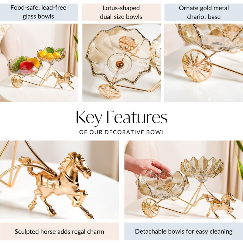 Golden Chariot Glass Decorative Bowls
