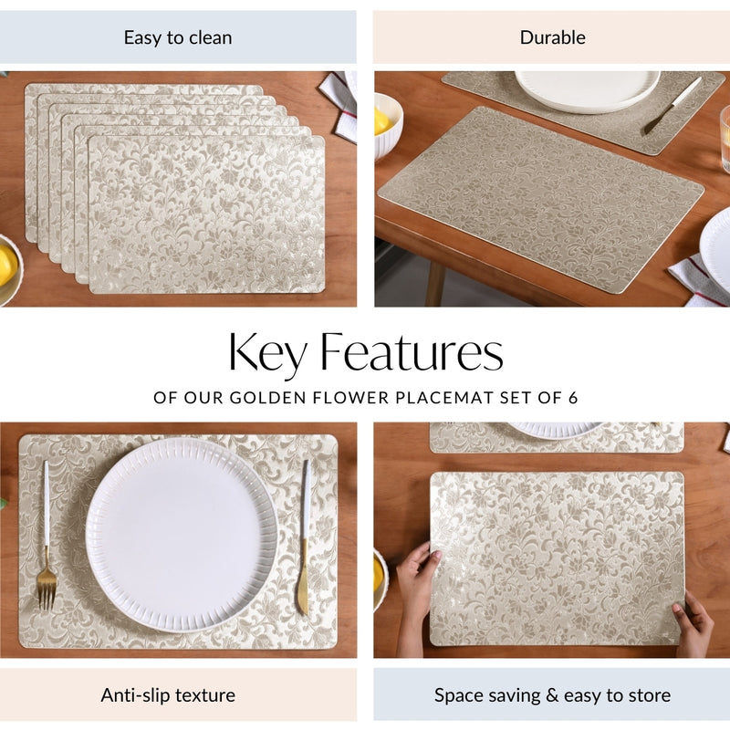 Golden Flower Placemat Set Of 6