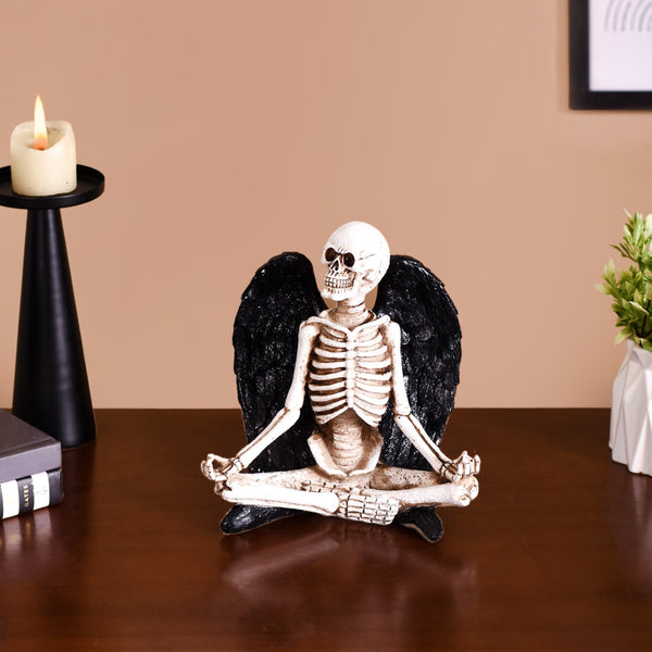 Meditating Fallen Angel Skeleton Showpiece