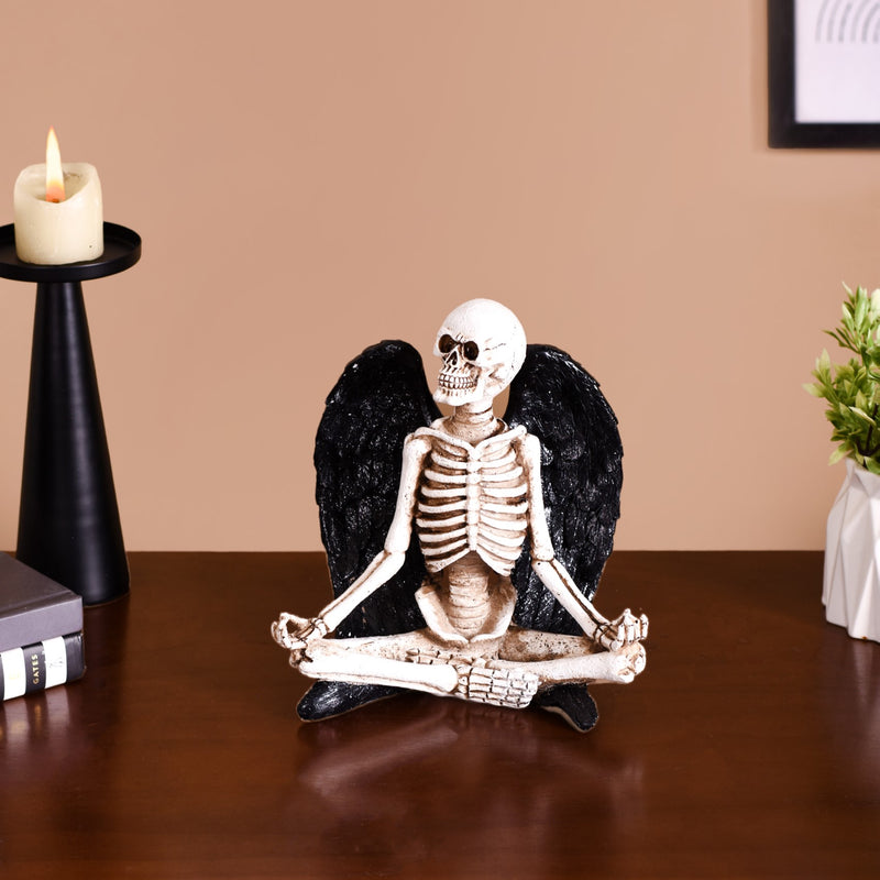 Meditating Fallen Angel Skeleton Showpiece