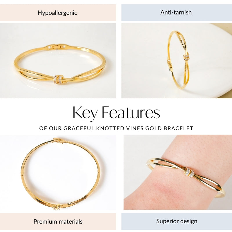 Graceful Knotted Vines Gold Bracelet