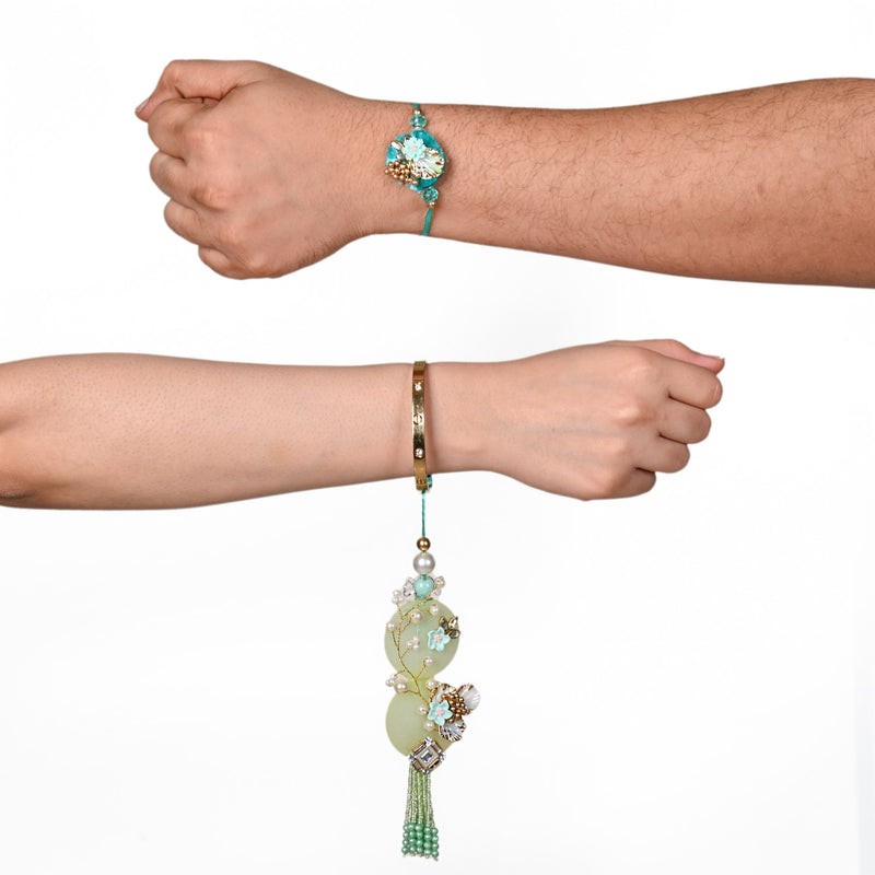 Graceful Green Rakhi Lumba Gift Set