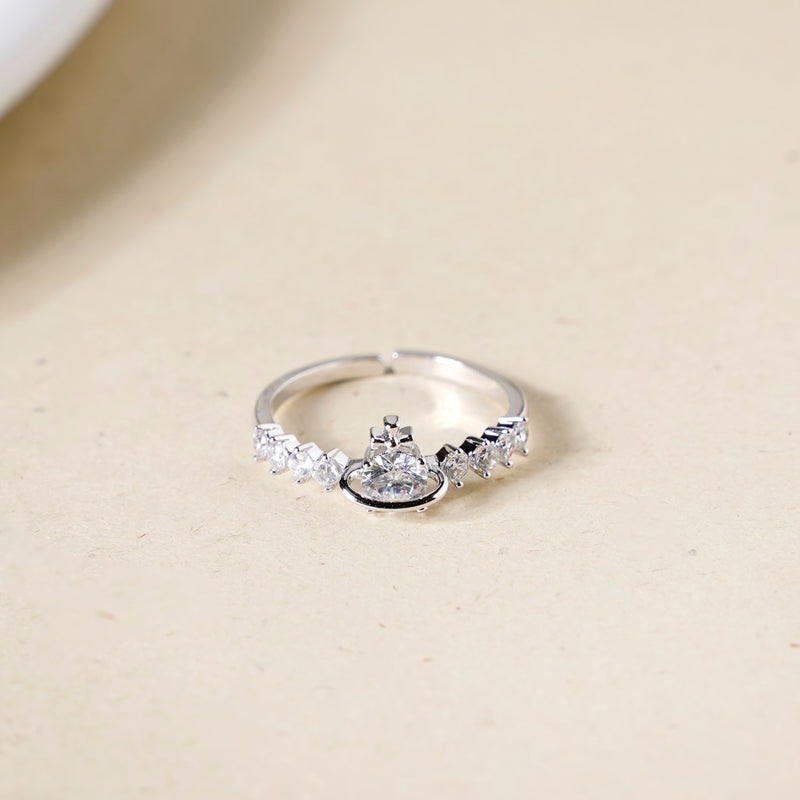 Gracefully Radiant Silver Solitaire Ring