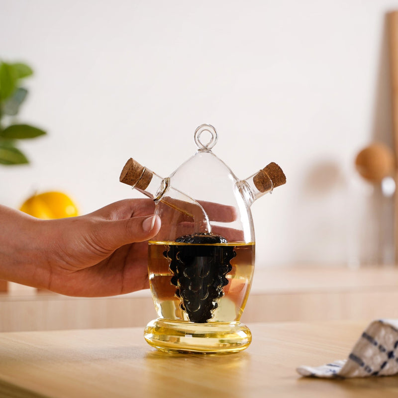 Grape Dual Glass Cruet For Gourmet Oils And Vinegar