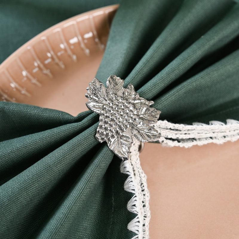 Grapes Pure Brass Napkin Ring With Silver Polish Set Of 6