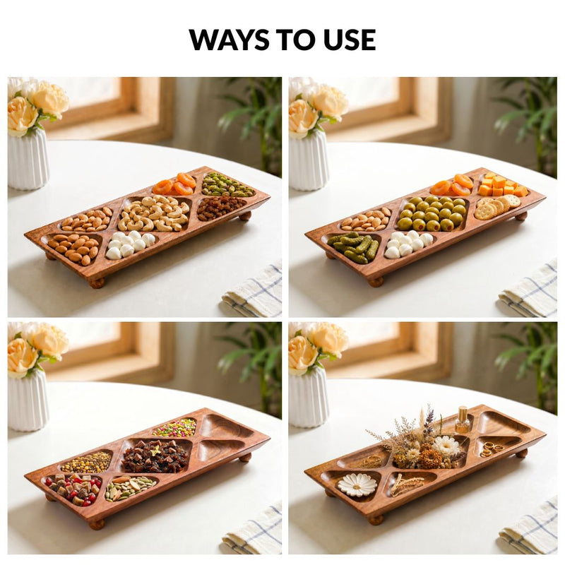 Nero Sectioned Serving Platter 43x18cm