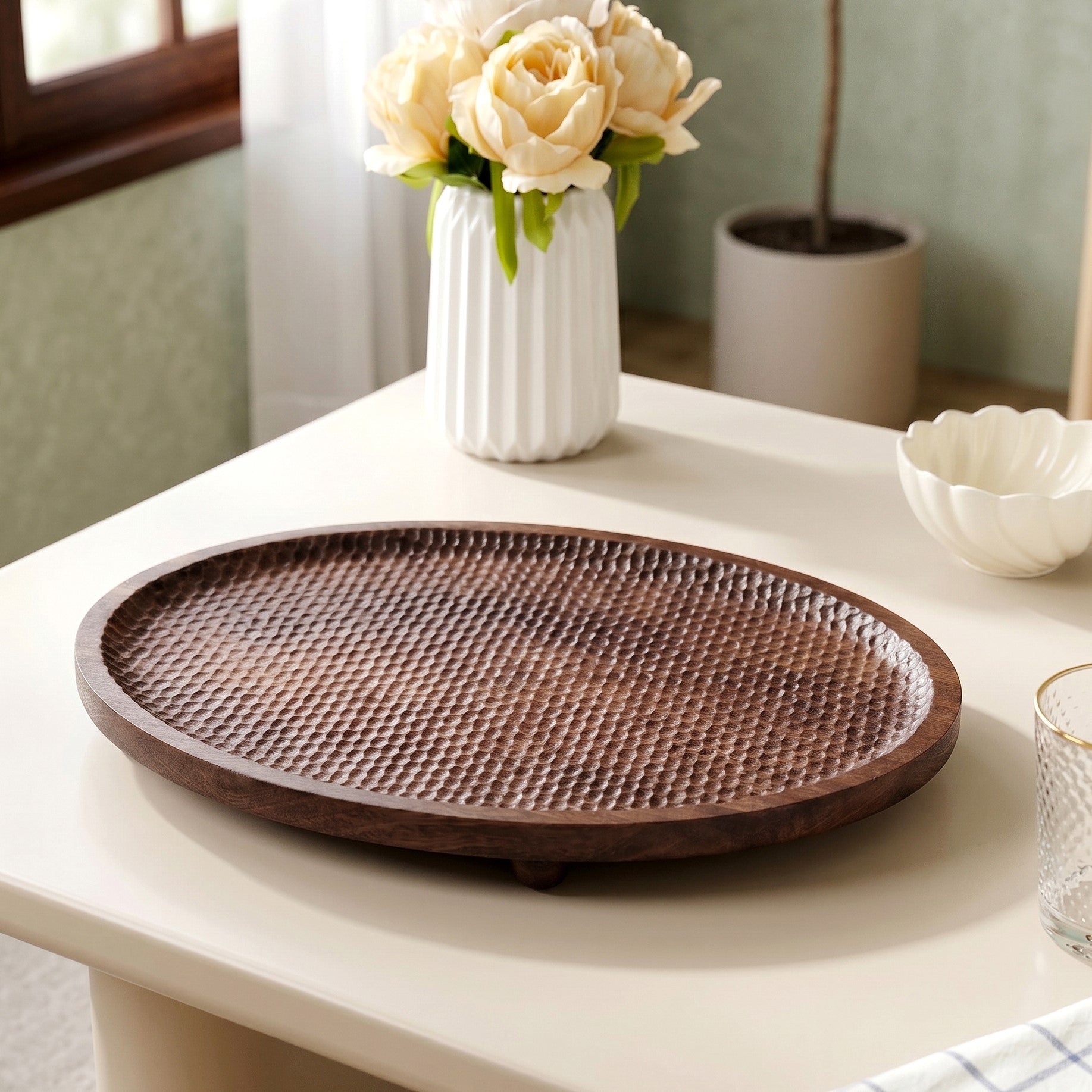 Mango Wood Carved Nero Platter Oval 25x14cm