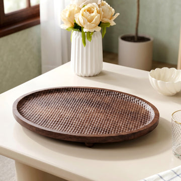 Mango Wood Carved Nero Platter Oval 25x14cm