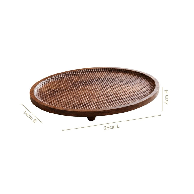 Mango Wood Carved Nero Platter Oval 25x14cm