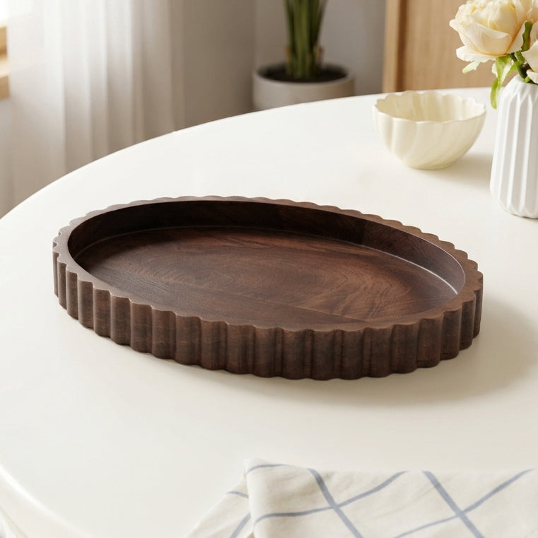 Scallop Rim Nero Platter Oval 35x25cm