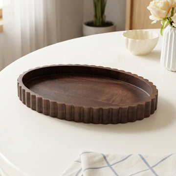 Scallop Rim Nero Platter Oval 35x25cm