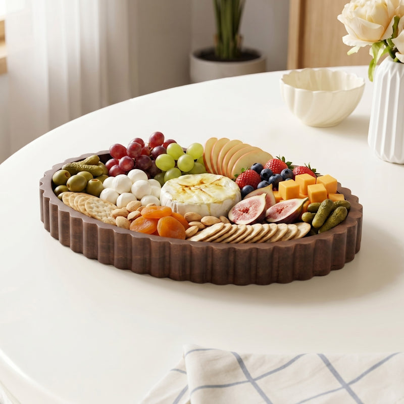 Scallop Rim Nero Platter Oval 35x25cm