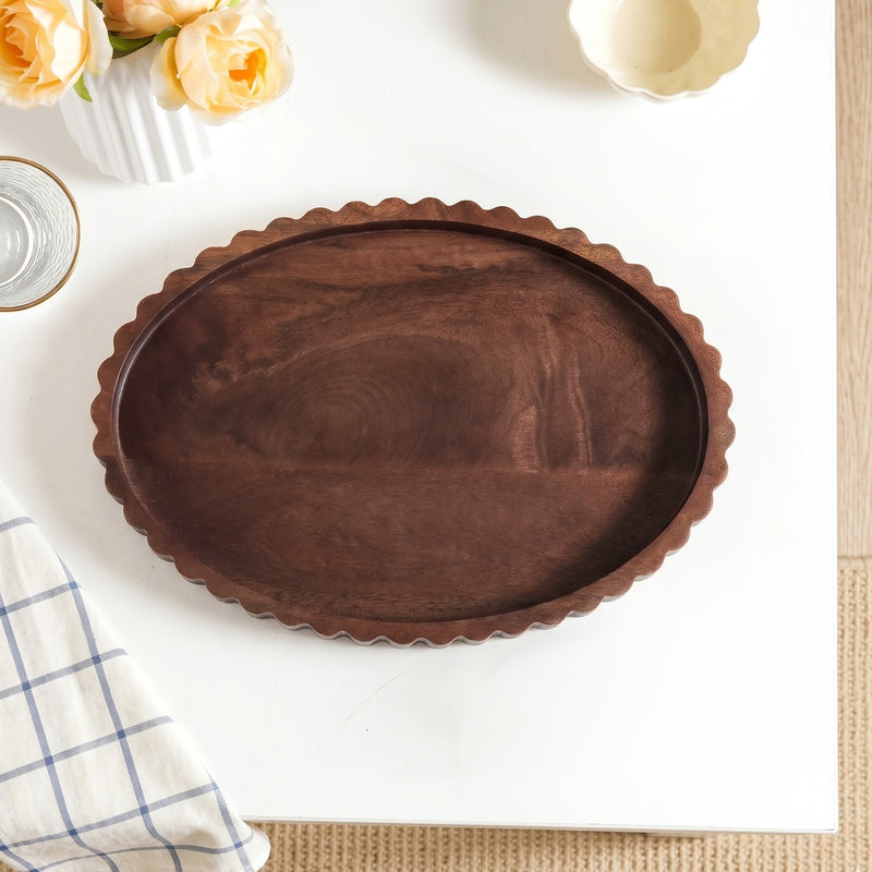 Scallop Rim Nero Platter Oval 35x25cm