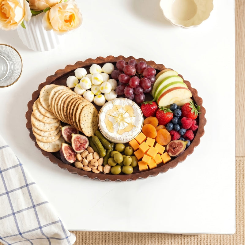 Scallop Rim Nero Platter Oval 35x25cm