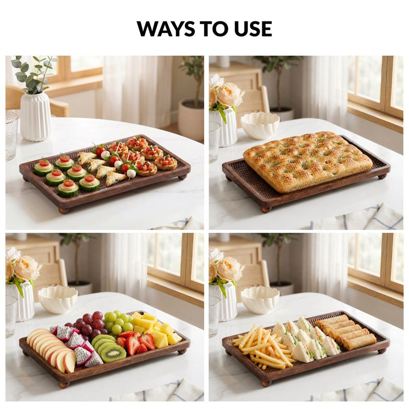 Wooden Nero Serving Platter Rectangle 35x25cm