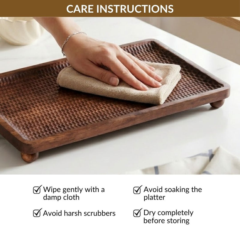 Wooden Nero Serving Platter Rectangle 35x25cm
