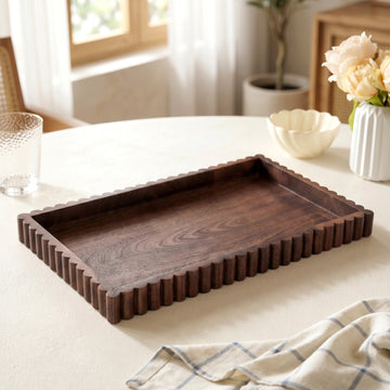 Scallop Rim Nero Platter Rectangle 41x25cm