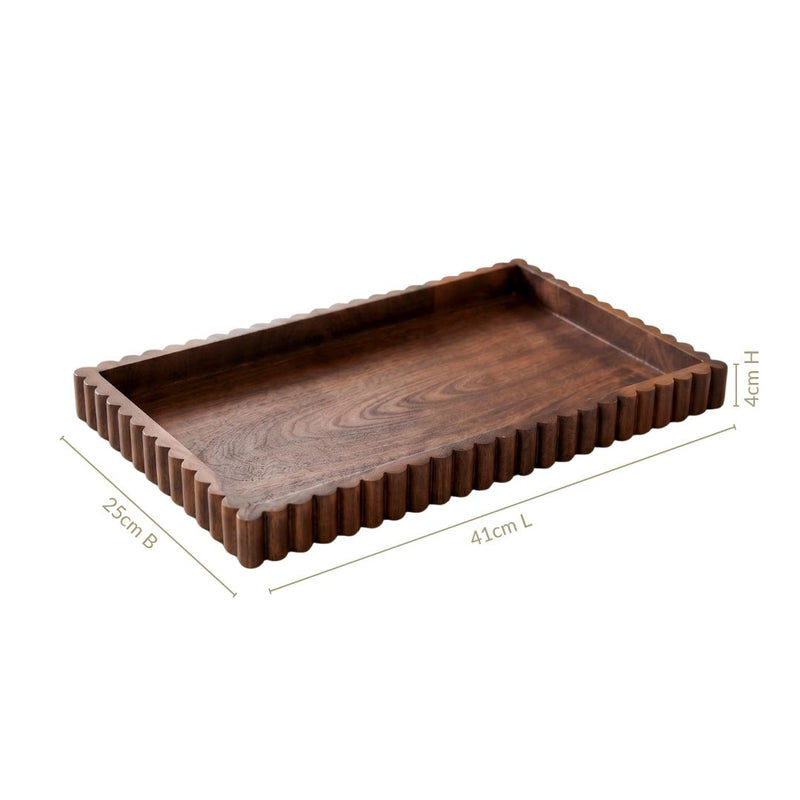 Scallop Rim Nero Platter Rectangle 41x25cm