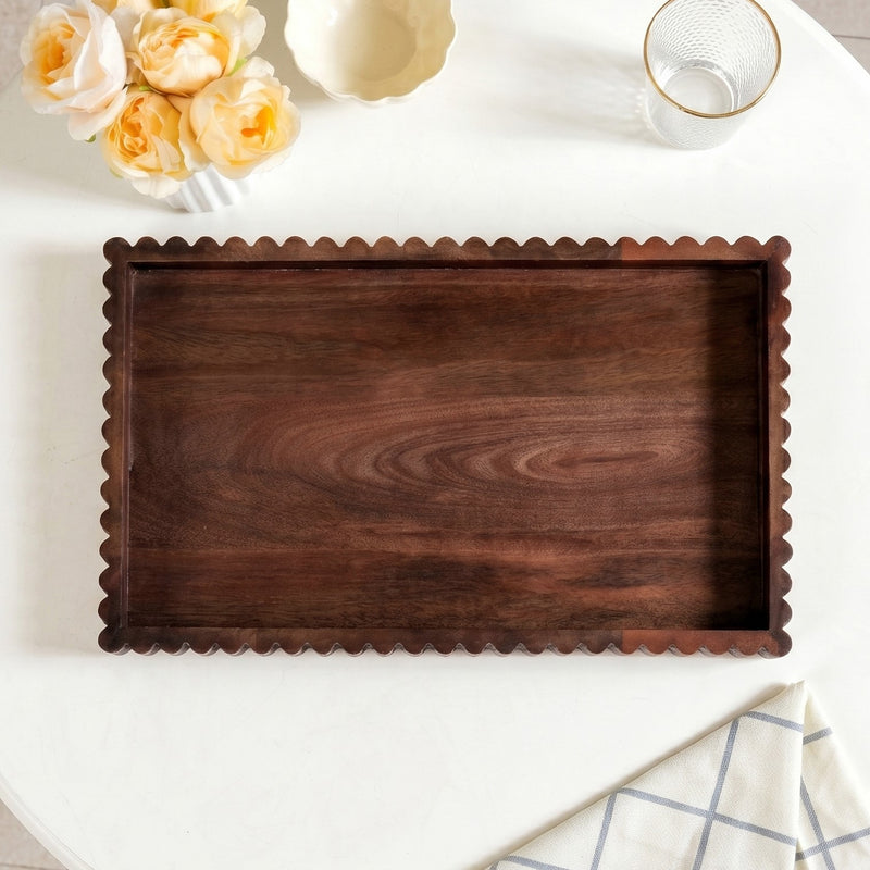 Scallop Rim Nero Platter Rectangle 41x25cm