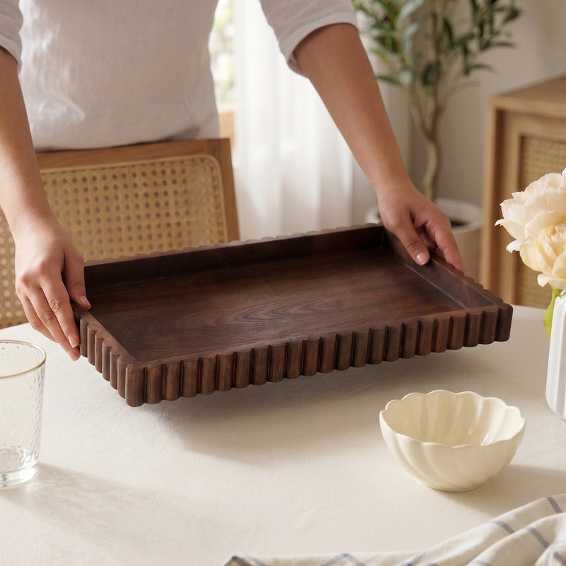Scallop Rim Nero Platter Rectangle 41x25cm