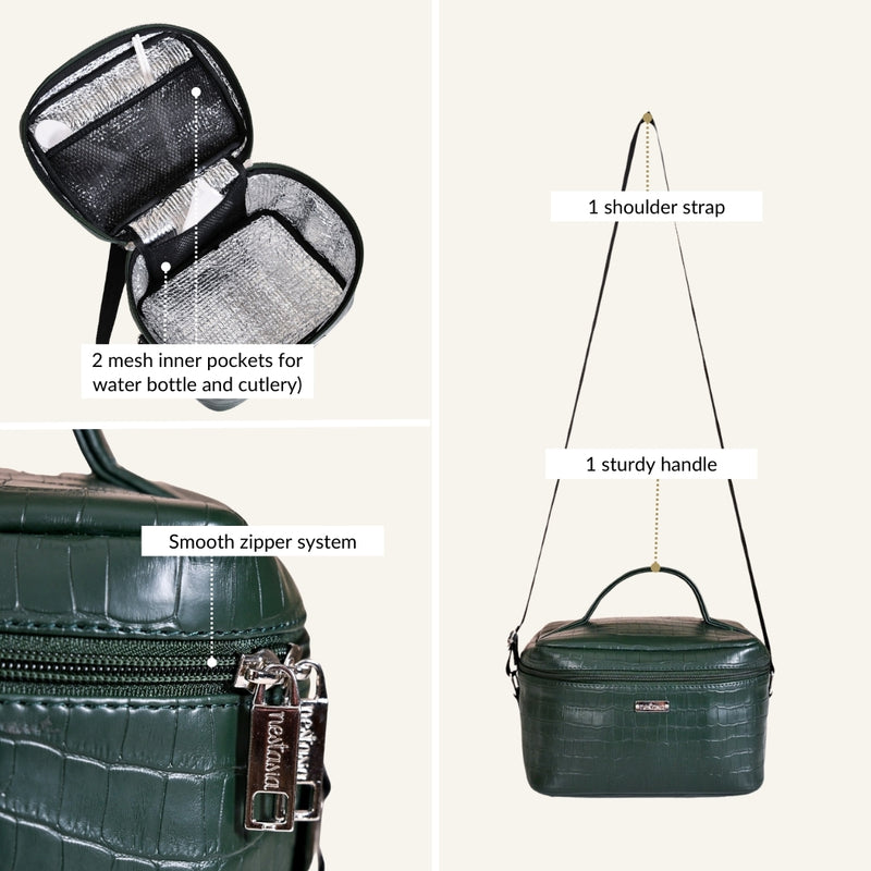 Green Croco Insulated Lunch Bag