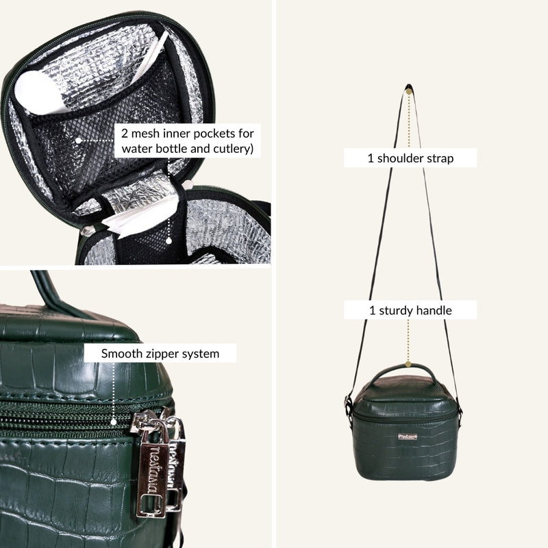 Green Croco Lunch Bag With Insulation