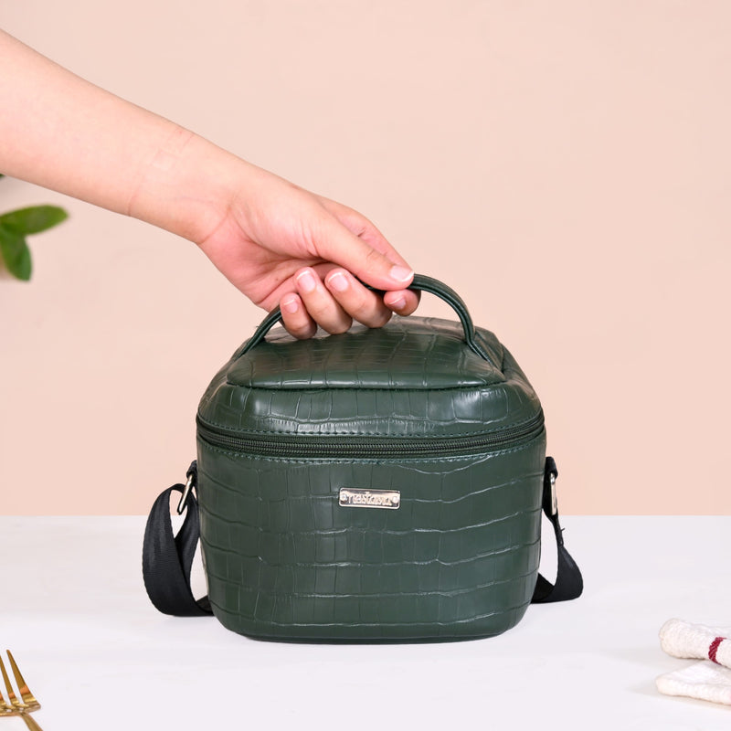 Green Croco Lunch Bag With Insulation