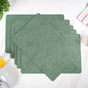 Green Embossed Hibiscus Rectangular Placemats Set Of 6