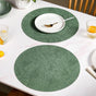 Green Embossed Hibiscus Round Placemats Set Of 6