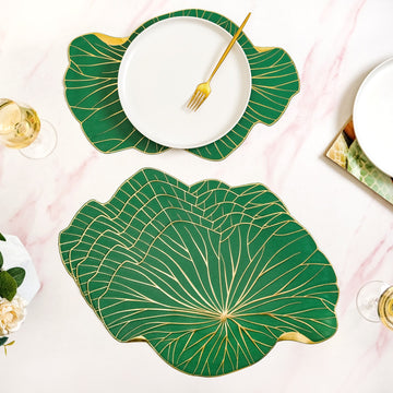 Green Glow Leaf Placemats For Dining Table Set Of 6