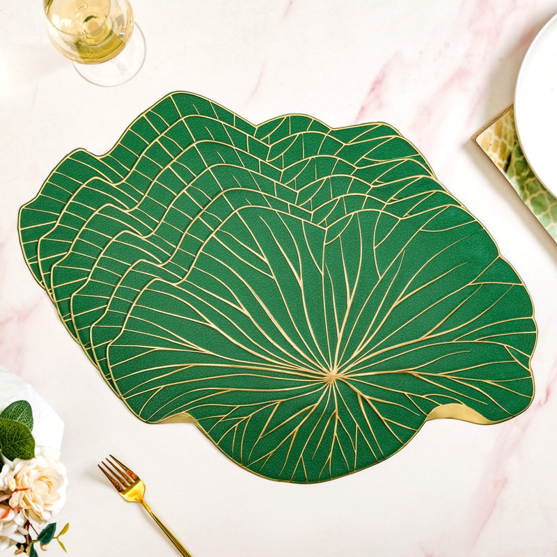 Green Glow Leaf Placemats For Dining Table Set Of 6