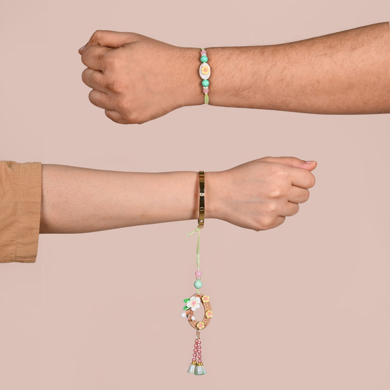 Green Harmony Rakhi Lumba Gift Set
