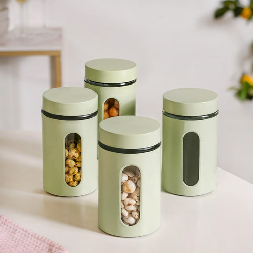 Green Metal Jar Set Of 4 1000ml