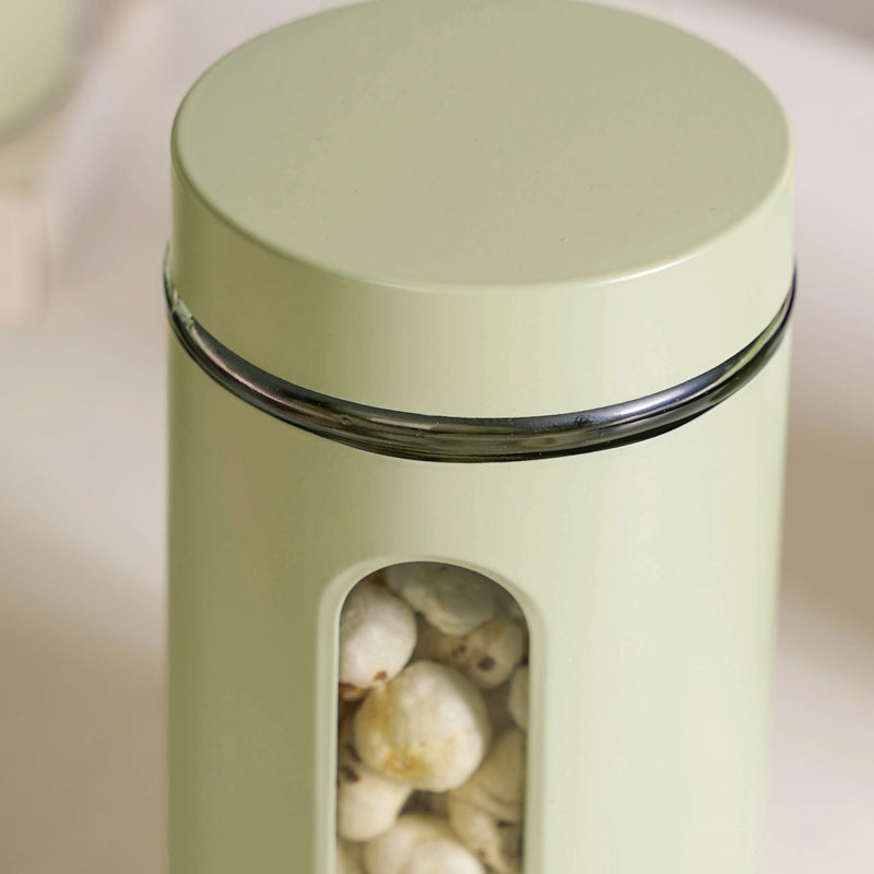 Green Metal Jar Set Of 4 1000ml