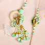 Green Rakhi And Dangling Pearl Beaded Lumba Set