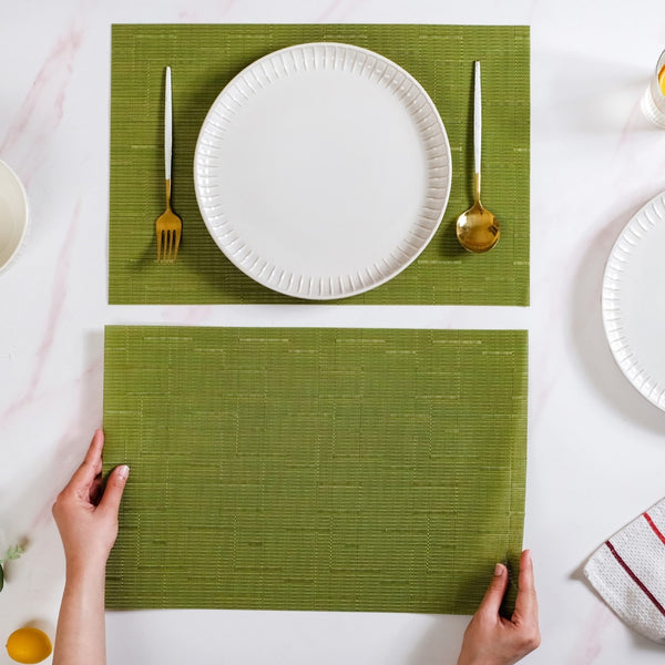 Green Textured Easy Clean Tablemat Set Of 6