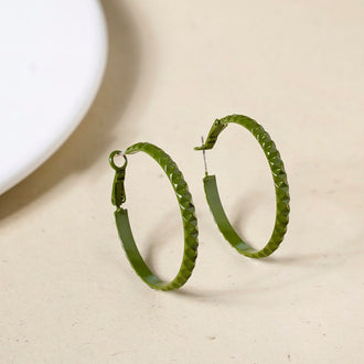 Green Textured Hoops