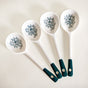 Ceramic Rose Bowl With Spoon Set Of 4 Green White 400ml