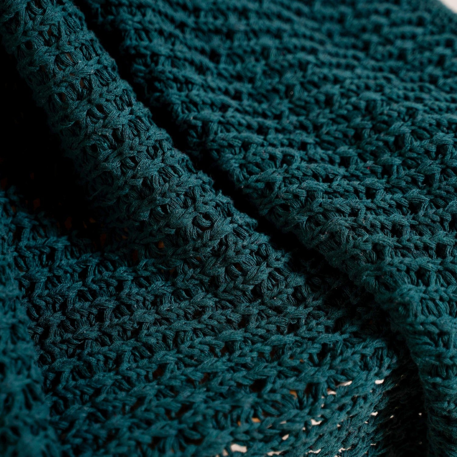 Green Cable Knitted Pure Cotton Soft Throw Blanket Online