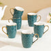 Checks Embossed Cup Set of 6 Green 330ml - Coffee mugs, ceramic mugs, coffee mug set, green mugs