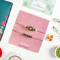 Green Flora Rakhi Set Of 4 With Box And Card