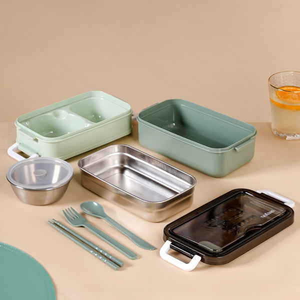 Bento Lunch Box With Mobile Holder Green 1050ml